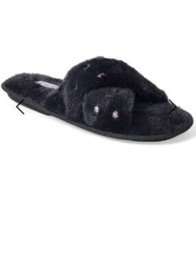 (In Black or Cream)Embellished RHINESTONE Soft Criss-Cross Slippers NWT